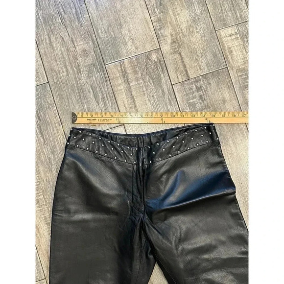 Privilege Paris Women's Black 100% Leather Straight Leg Ankle Pant Size 8 - Picture 4 of 8